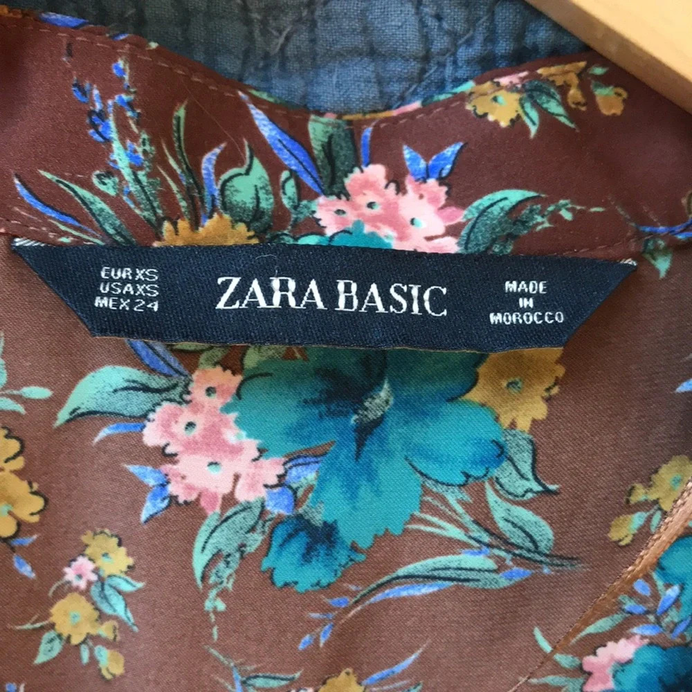 Zara | Brown Floral Tie Top - Picture 6 of 8